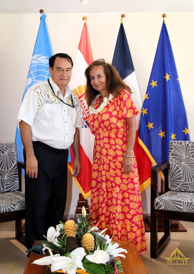M. Antony GEROS, président de l’assemblée, rencontre Mme Hinatevahinetureiariki DELVA, présidente-directrice générale du groupe OPT