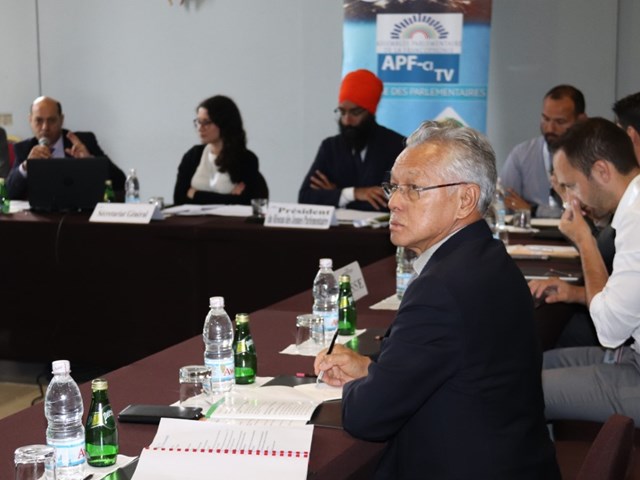 Juillet 2019 - le président de l'assemblée en Commission du réseau des jeunes parlementaires lors de la 45ème séance de l'Assemblée Parlementaire de la Francophonie